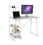 MEUBLE COSY Bureau Informatique Avec Rangement 4 étagères, Table d'ordinateur Poste de Travail, Bureau Enfant, Blanc, 104x50x117.5cm