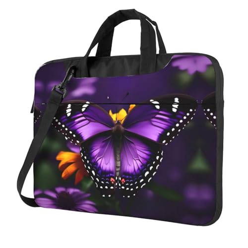 Bolsa de hombro para laptop de 15.6 pulgadas con flores y mariposas