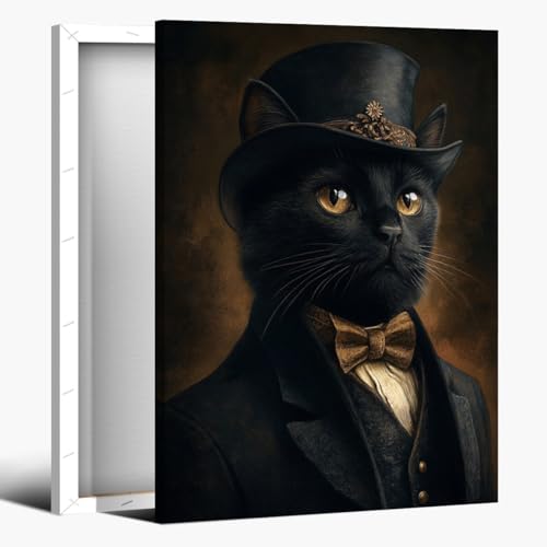 Black Cat Wall Art 1pc Funny Cat Portrait Poster Retro