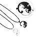 Produktbild 2 stücke Paar Halskette Seine Ihr yin und yang tai chi Puzzle 2 Katzen Herz Passenden Anhänger für Paare Freundschaft Valentinstag Geschenke Set (Schwarz und weiß)