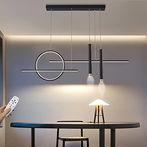Lampe à suspension LED dimmable or et noir pour table à manger
