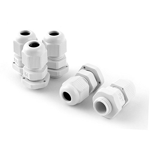 Generic Plastic PG7 Model Waterproof Cable Gland Connector Joint 5pcs White