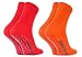 Produktbild Rainbow Socks - Damen Herren Bunte Baumwolle Antirutsch Socken ABS - 2 Paar - Orange Rot - Größen 39-41
