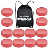 Overmont Ice Hockey Pucks Practice Hockey Pucks Sports Fan Hockey Pucks Ice Hockey Balls Red 12PCS