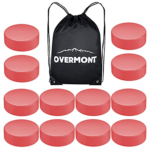 Overmont Ice Hockey Pucks Practice Hockey Pucks Sports Fan Hockey Pucks Ice Hockey Balls Red 12Pcs #TOP29