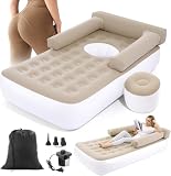 HOMBYS Inflatable BBL Recovery Bed with Built-in Hole, Backrest & Armrests, 12.5' Thick Elevated Air Mattress for Post-Surgery Sleeping Comfort, Includes Pump