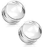Pierced Owl Clear Glass Double Flared Concave Saddle Glass Plugs, Sold as a Pair...