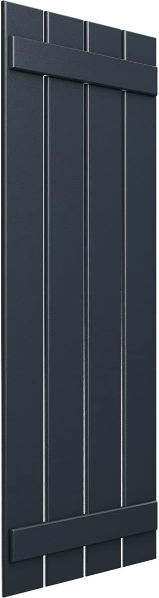 23"W x 33"H True Fit PVC Four Board Spaced Board-n-Batten Shutters, Starless Night Blue (Per Pair - Hardware Not Included)