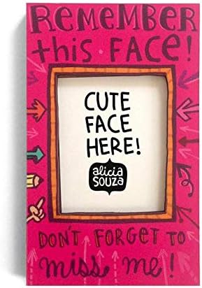 Alicia Souza Glass Fridge Magnet Holds Rectangular Photo Frame, Remember This Face, Small Picture Frame, Multicolor, Ideal Gift, Water Resistent 3W x 3.3H CM