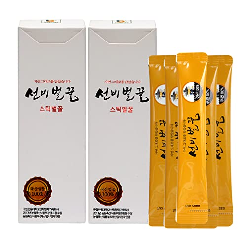 High Mountain Pure Acacia Stick Honey (10 g / 0.35 oz x 10sticks x 2 boxes ) 100% Traditional natural collected Korean food Gyeongsangbuk-do CYSO