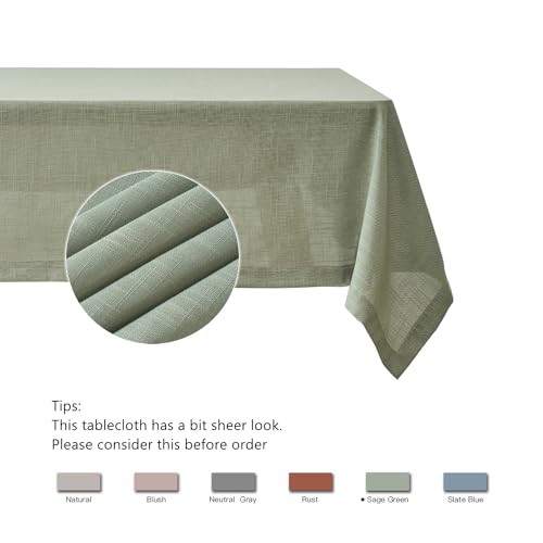 maxmill Lux Faux Linen Table Cloth with Slubby Texture Wrinkle Resistant Anti-Shrink Tablecloth for Kitchen Dining Tabletop for Banquet Parties Event Dinner Rectangle 52 x 70 Inch Sage Green by maxmill - Image 5