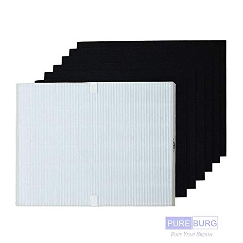 PUREBURG Replacement HEPA Air Filter and 6 Carbon Pre-Filters for Fellowes HF-300 fits