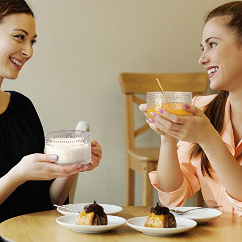 Bluepolar Vintage Coffee Mugs Set Of 4, 14 Oz Glass Coffee Cups With Bamboo Lids And Spoons For Cappuccino, Latte, Coffee Bar Accessories, Overnight Oats Containers, Gift For Thanksgiving Christmas #TOP4