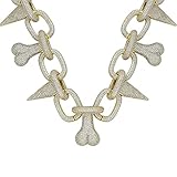 YYQPF Necklace， Punk Bone Spikes Link Chain Hip Hop Iced Out Bling Rapper Cuban Link Chain Real Gold Plated Necklace for Men Women (Color : Gold22 inch) (Color : Gold18 Inch)(Gold20 Inch)