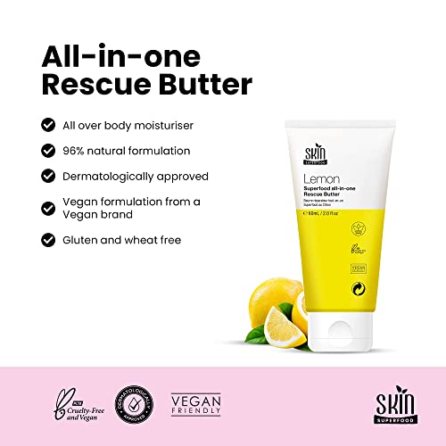 Skin Superfood Lemon Superfood Rescue Butter For Body, Face, Hands. Vegan, Natural, Cruelty Free 2.02 Fl Oz (60Ml) #TOP1