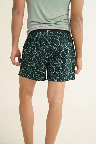 Image of DAMENSCH Solid Breeeze Inner Boxers for Men, Ultra-Light Boxers, 100% Cotton Shorts Pant, Breathable Woven Inner Cotton Shorts for Men-Crackle Green-4XL
