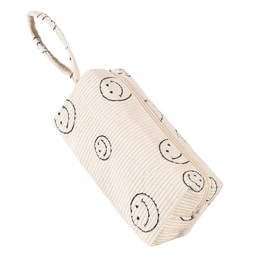 ZOEMTIU Small Corduroy Makeup Bag for Women Portable Cosmetic Bag Travel Makeup Pouch Small Corduroy Toiletry Bag with Zipper for Purse