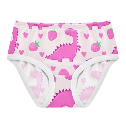 Cute Pink Strawberry Dinosaurs Panties Little Girl Toddler Underwear Floral Cotton Durable Briefs Kids Undies 2t