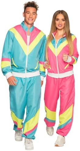 Boland Damski kostium Boland 88530 Kostium M dres treningowy w stylu lat 80. z kieszeniami, kurtką i spodniami, kombinezon kempingowy, do joggingu, wielokolorowy, S UE