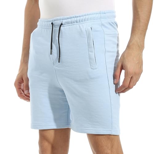 Andora Comfy Shorts With Sided Pockets and Drawstrings Waist Light Blue_5XL