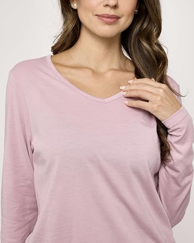 Real Essentials 3 Pack Women's Soft Cotton Long Sleeve Pajama Set with Pants - Lounge Sets for Women (Available In Plus)4