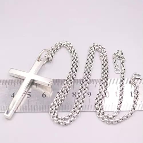 Croix carrée pendentielle argent 925 anti-ternissement chaîne solide 55cm