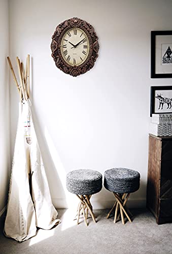 14-Inch Retro Oval Wall Clock, Silent Non-Ticking Home Decor Wall Clock For Home/Office/School, Roman Numerals #TOP5