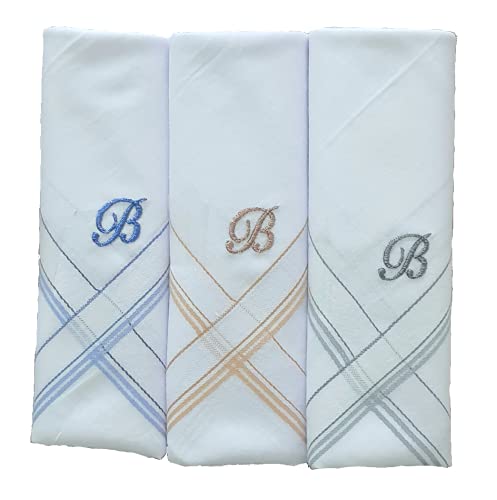 Image of ANTONIA Men's Initial Alphabet Handkerchiefs | Premium Cotton Personalized Hankies with Letter Embroidery (A-Z) | Soft, Absorbent & Reusable | Formal, Wedding & Gift Use | Pack of 6