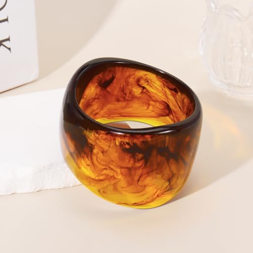 Bocar Chunky Cuff Vintage Resin Bangle Wide Bracelet Irregular Geometric Wristband for Women Prom Holiday Jewelry Gift (SL-1010)3
