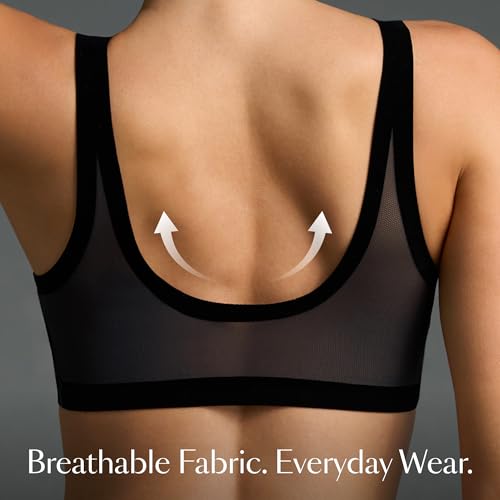 Image of EBY Sheer Mesh Bralette for Women Seamless Wireless Bra with Support - Without Metal Wire