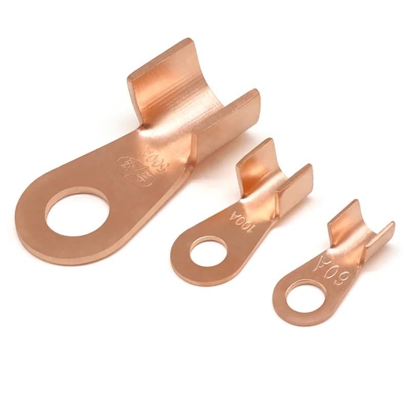 Wire Terminal OT Type 3A 5A 10A 20A 30A 40A 50A 60A 80A Red Copper Bare Nose Lugs Crimp Open Mouth Cable Connector Splice(10A,200pcs)