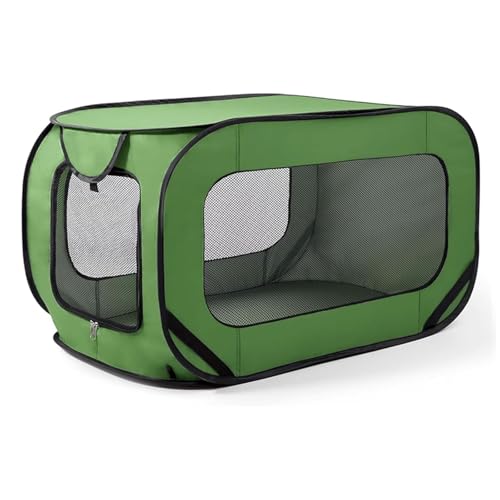 ペットサークル 犬 クレート 小型犬 猫 バッグ 94×53×53cm ソフトキャリーケース オックスフォード生地 車内用 折りたたみ式 三面通気性メッシュ(Green)