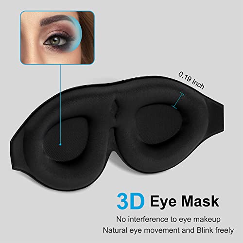 ALASKA BEAR 2 Pack 100% Blackout Sleep Masks Most Comfortable Contoured Eye Cups and Nose Covering for Women Men, 3D Pillow Eye Masks 0 Pressure on Eyelids & Eyelashes(Black&Navy) - Thumbnail 4