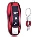 Produktbild Rot Car Keyless Entry Key Cover Fall für Porsche Cayenne Macan Cayman Boxster 718 911, weiches TPU Schutzhülle mit Schlüssel Kette
