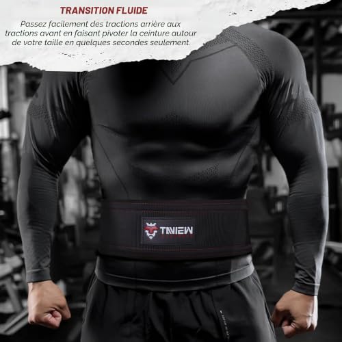 TAVIEW Ceinture de traction pour entraînement de force (noir et rouge) (noir/rouge) – vue 6