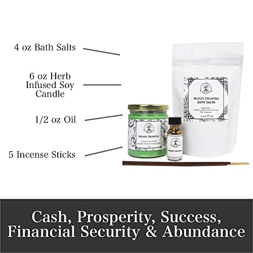 Money Drawing Spell Kit By Art Of The Root | Handmade Candle, Bath Salts, Incense & Oil | Wiccan, Pagan & Magick | Cash, Prosperity, Success, Financial Security & Abundance Rituals #TOP2