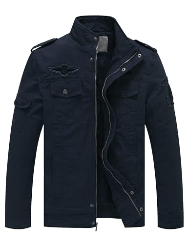 Image of WenVen Men's Military Jacket Fleece Lined Winter Puffer Coat Cotton Windbreaker Parka