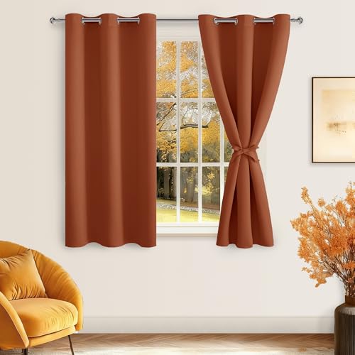 Hiasan Blackout Curtains for Bedroom, Burnt Ochre, 38 x 54 Inch, 2 Panels