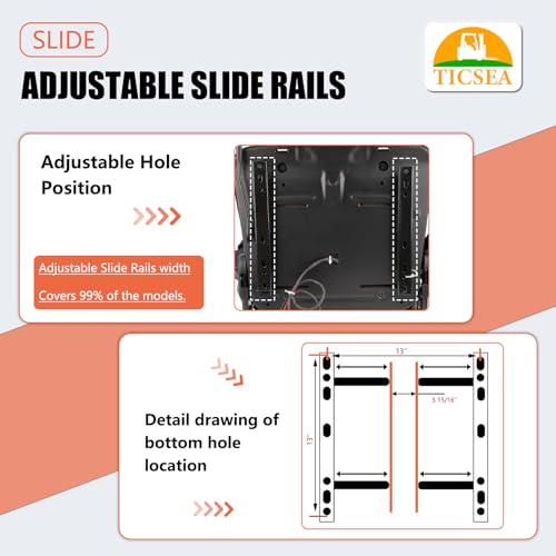 Image of Universal Forklift Seat with Adjustable Back,Armrest,Micro Switch and Slide for Tractor,Excavator Skid Loader Backhoe Dozer Telehandler