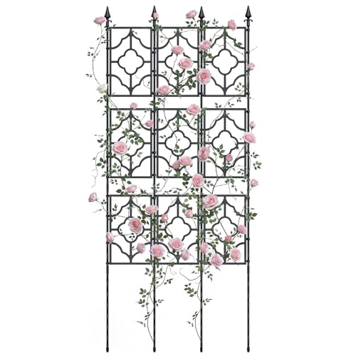 64.57×33.58in Garden Trellis for Climbing Plants Outdoor, Plant Trellis Frame with Plastic Coated Iron Tubes for Vines Flowers Vegetable, Plant Climbing Frame Indoor Outdoor