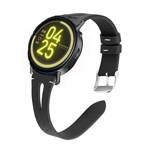 200Pcs Compatible for Skagen Falster 3 Bands, Blueshaw Slim Vintage Leather Strap Replacement for Women, Man, Wristband Accessories for Skagen Connected Falster 3 Smartwatch (Black)