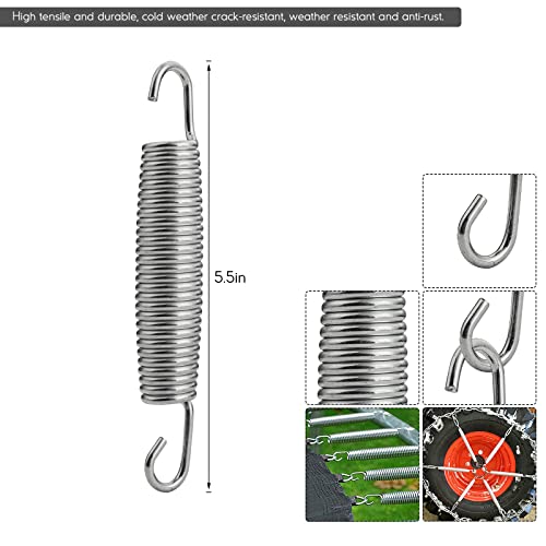 40Pcs 5-1/2” Trampoline Springs Replacement, High Tensile Silver Wire Springs Set with Durable T Hook, Stainless Steel Replacement Spring for Trampoline, Skywalker JumpKing Upperbounce Skybound