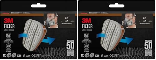 Filtro de vapores orgánicos 3M 6055, A2 para series 6000 y 6500 (Paquete de 2)