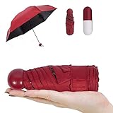 Pawaca Ultra Luces y Pequeñas Viajar Anti-UV Mini Plegable Paraguas con la Caja Linda Creativa de la Cápsula, 5 Doblar Compacto Bolsillo Sombrilla Paraguas para Mujeres Niñas Niños