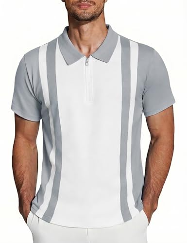 Polo homme rayé iClosam en tissu doux, coupe slim élégante du S au 3XL