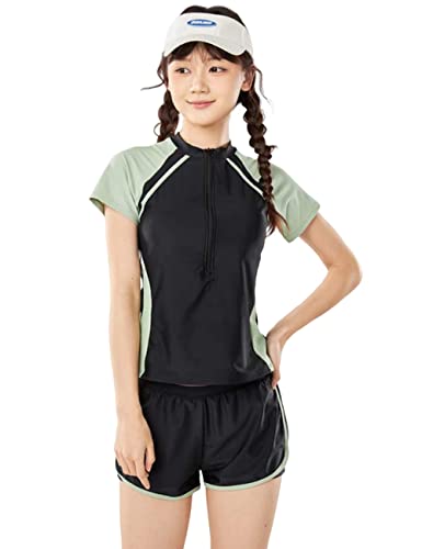 Image of KORADI Girls Swimsuits Rash Guard Swim Set Kids Two-Piece Bathing Suits Teen Swimwear Beach Shorts Sun Protection Swim Shirts
