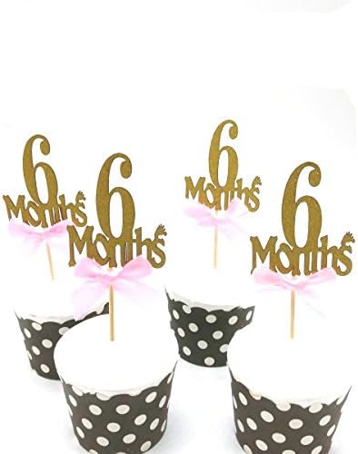 Hemarty Birthday Cake Topper Half Birthday Cake Topper Happy Cake Topper 1/2 Birthday Cake Topper 12Pc 6 Months Pink