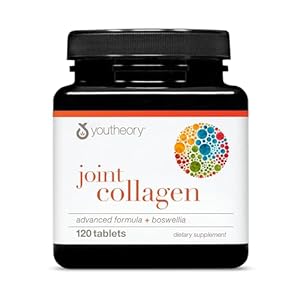 Youtheory Joint Collagen Advanced – Hair, Nail, Bone, Muscle & Joint Support* – Collagen for Women & Men – with 18 Amino Acids, Boswellia Extract, Turmeric & Quercetin – 120 Tablets (60-Day Supply)