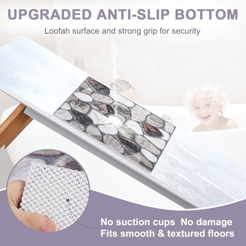 Image of Square Shower Mat Non Slip: 27x27 Inch Extra Large Shower Mats with Drain Hole in Middle -Anti Slip Shower Mats for Inside Shower -Loofah Shower Floor Mat Bath Mat for Shower Stall Bathtub Elderly