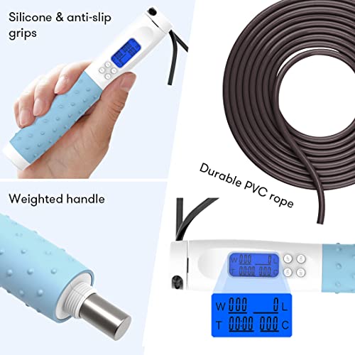Image of Jump Rope, Weighted Jump Rope for Fitness, Skipping Rope with Counter - Heavy Handles, Adjustable Length - Cordless Jumping Rope for Men Women Kids Fitness Exercise Training